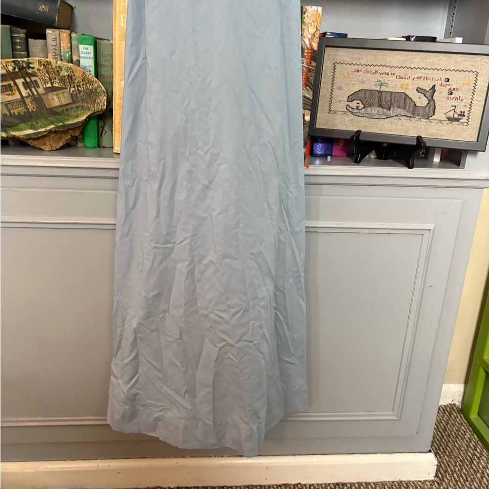 LAKE Pajamas Cotton Poplin Amelia Nightgown Dress Ruffle Cottagecore Sz Med Blue - Picture 2 of 5